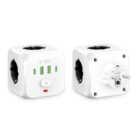 TECH-PROTECT PCL3X4 POWER SOCKET 2 USB & 2 TYPE-C & 3 SOCKET WHITE