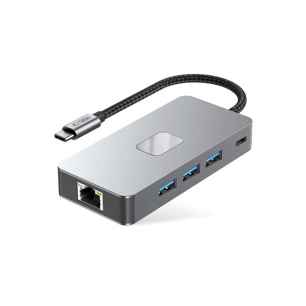 TECH-PROTECT HB05 HUB ADAPTER 9IN1 TYPE-C + USB2.0 + USB3.0 + HDMI 4K 60HZ + SD/TF + PD100W + RJ45 1000M SPACE GREY