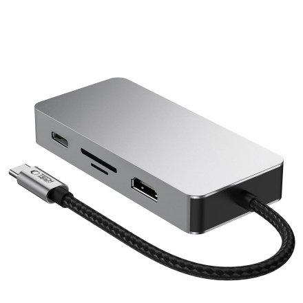 TECH-PROTECT HB05 HUB ADAPTER 9IN1 TYPE-C + USB2.0 + USB3.0 + HDMI 4K 60HZ + SD/TF + PD100W + RJ45 1000M SPACE GREY