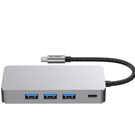 TECH-PROTECT HB05 HUB ADAPTER 9IN1 TYPE-C + USB2.0 + USB3.0 + HDMI 4K 60HZ + SD/TF + PD100W + RJ45 1000M SPACE GREY