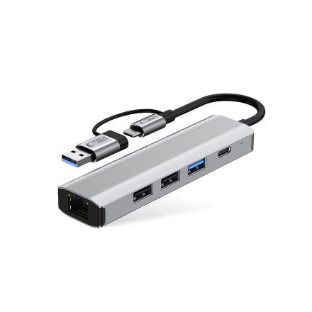 TECH-PROTECT HB03 HUB ADAPTER 5IN1 TYPE-C + USB2.0 + USB3.0 + RJ45 SPACE GREY