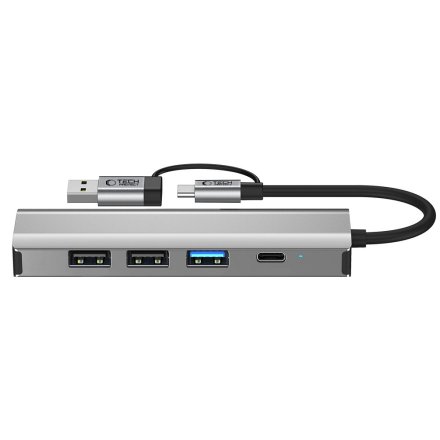 TECH-PROTECT HB03 HUB ADAPTER 5IN1 TYPE-C + USB2.0 + USB3.0 + RJ45 SPACE GREY