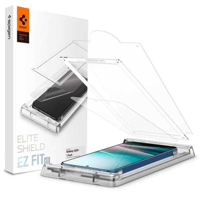 SZKŁO HYBRYDOWE SPIGEN ELITE SHIELD ”EZ FIT” HD GALAXY S25+ PLUS CLEAR