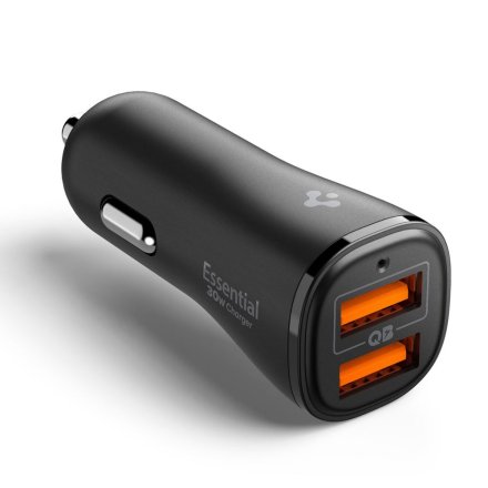 SPIGEN ESSENTIAL EV302 2-PORT CAR CHARGER 30W BLACK