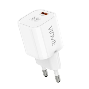 VIDVIE PLE253 1xType C 3A GaN PD20W White Wall Charger
