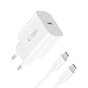 TECH-PROTECT NC20W 1-PORT NETWORK CHARGER PD 20W + TYPE-C CABLE WHITE