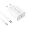 TECH-PROTECT NC20W 1-PORT NETWORK CHARGER PD 20W + LIGHTNING CABLE WHITE