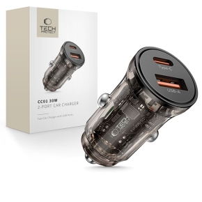 TECH-PROTECT CC01 2-PORT CAR CHARGER PD 30W / QC3.0 BLACK