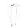Travel charger VIDVIE PLE267 3A PD20W 1xUSB+1xType-C white