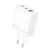 Travel charger VIDVIE PLE266 3A PD 30W 1xUSB+2xType-C white