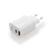Travel charger VIDVIE PLE269 3A PD30W 1xUSB+1xType-C white