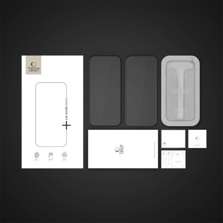 SZKŁO HARTOWANE TECH-PROTECT QUICK SET+ 2-PACK IPHONE 16 PRO BLACK