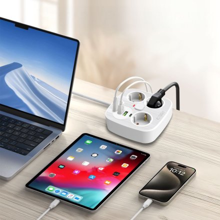 TECH-PROTECT PCS3X4 POWER STRIP 2 USB & 2 TYPE-C & 3 SOCKET 200CM WHITE