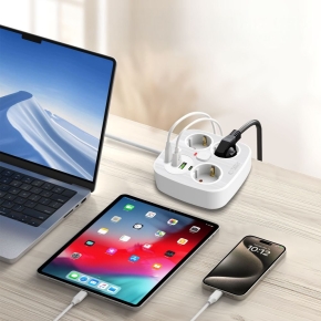 TECH-PROTECT PCS3X4 POWER STRIP 2 USB & 2 TYPE-C & 3 SOCKET 200CM WHITE