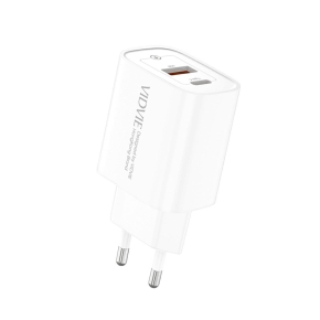 VIDVIE PLE273 1xUSB + 1xType C 3A, 20W White Wall Charger