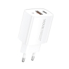 Travel charger VIDVIE PLE273 3A 20W 1xUSB+1xType-C white