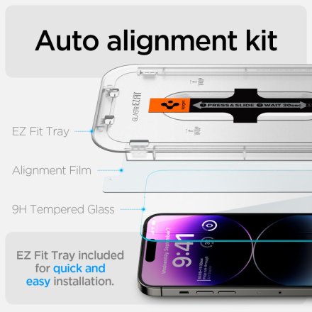 SZKŁO HARTOWANE SPIGEN GLAS.TR ”EZ FIT” 2-PACK IPHONE 14 PRO CLEAR
