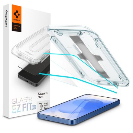 SZKŁO HARTOWANE SPIGEN GLAS.TR ”EZ FIT” 2-PACK GALAXY S24 / S25 CLEAR