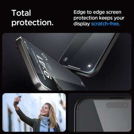 SZKŁO HARTOWANE SPIGEN GLAS.TR ”EZ FIT” FC 2-PACK IPHONE 15 PRO MAX BLACK