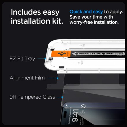 SZKŁO HARTOWANE SPIGEN GLAS.TR ”EZ FIT” FC 2-PACK IPHONE 15 PRO MAX BLACK