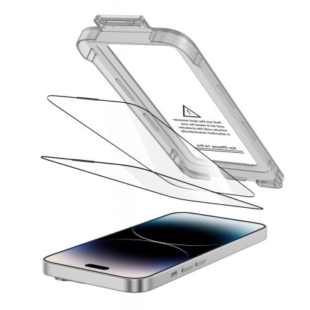 SZKŁO HARTOWANE TECH-PROTECT QUICK SET+ 2-PACK IPHONE 14 PRO BLACK