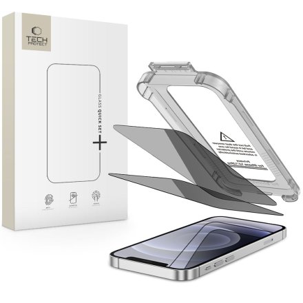 SZKŁO PRYWATYZUJĄCE TECH-PROTECT QUICK SET SPY+ 2-PACK IPHONE 12 / 12 PRO PRIVACY