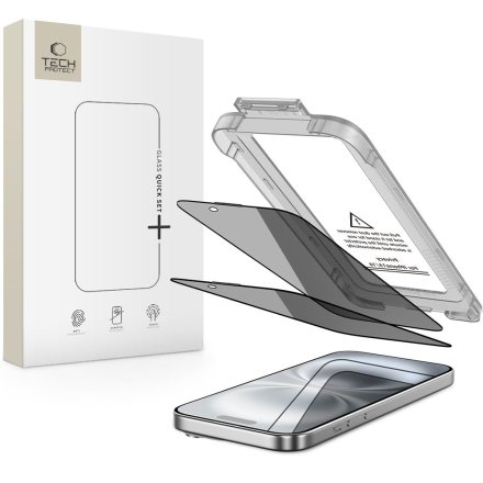 SZKŁO PRYWATYZUJĄCE TECH-PROTECT QUICK SET SPY+ 2-PACK IPHONE 15 / 16 PRIVACY