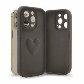 Etui HEARTS für Apple iPhone 16 kaffeebraun