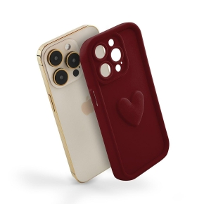 Etui HEARTS für Apple iPhone 16 bordeaux