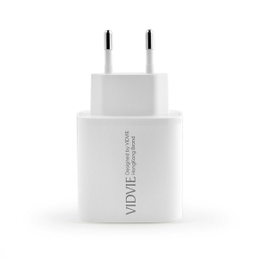 VIDVIE PLE261 2xType-C Wall Charger + Type-C/Type-C Cable 3A 45W GaN White