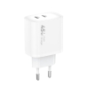 Travel charger VIDVIE PLE261 3A 45W GaN 2xType-C+Type-C/Type-C cable white