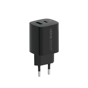 Travel charger VIDVIE PLE248 3A PD 20W USB+Type-C black