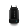 Travel charger VIDVIE PLE248 3A PD 20W USB+Type-C+cable USB/Type-C black