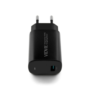 VIDVIE PLE249 Netzladegerät 1xUSB + Type C-Kabel 3A 18W QC 3.0 schwarz