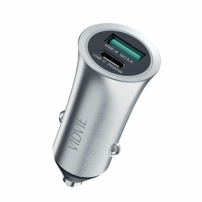 Ładowarka samochodowa VIDVIE CC517C 1xUSB + 1xType C 3A, PD20W+QC18W srebrny