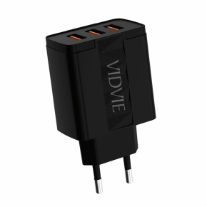 Travel charger VIDVIE PLE231 3.4A 3xUSB+cabel USB/Micro black