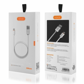 VIDVIE CB443-2 USB/iPhone 2.4A Cable, 2m White