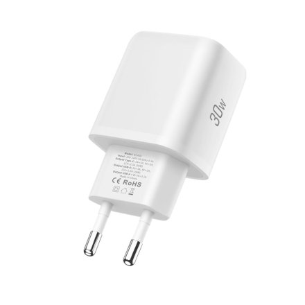 TECH-PROTECT NCA30 2-PORT NETWORK CHARGER PD 30W / QC3.0 + LIGHTNING CABLE WHITE