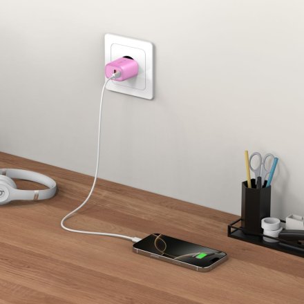 TECH-PROTECT NCA20 2-PORT NETWORK CHARGER PD 20W / QC3.0 BABY PINK