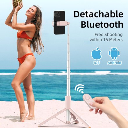 TECH-PROTECT L09S BLUETOOTH SELFIE STICK TRIPOD PINK