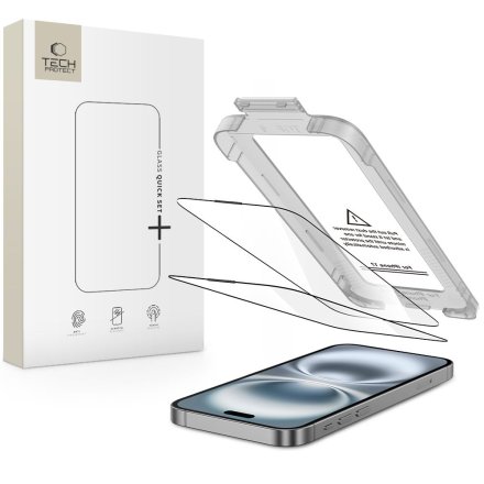 SZKŁO HARTOWANE TECH-PROTECT QUICK SET+ 2-PACK IPHONE 17 BLACK