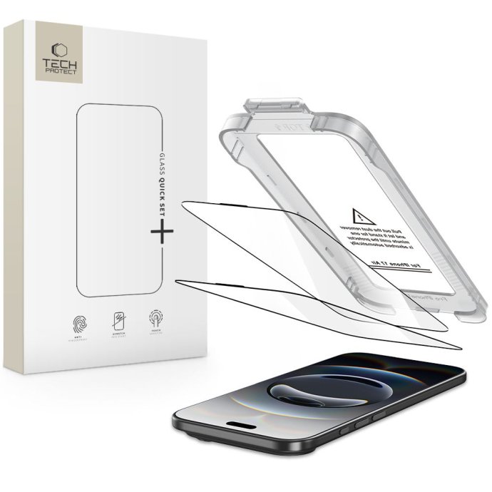 SZKŁO HARTOWANE TECH-PROTECT QUICK SET+ 2-PACK IPHONE 17 AIR BLACK