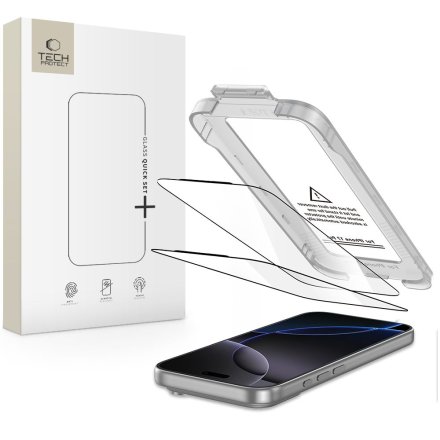 SZKŁO HARTOWANE TECH-PROTECT QUICK SET+ 2-PACK IPHONE 17 PRO MAX BLACK