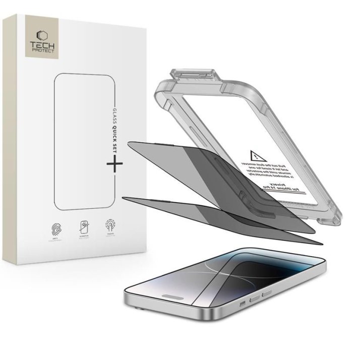 SZKŁO PRYWATYZUJĄCE TECH-PROTECT QUICK SET SPY+ 2-PACK IPHONE 14 PRO PRIVACY