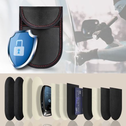 KLATKA FARADAYA TECH-PROTECT KLR100 POUCH KEYLESS RFID SIGNAL BLOCKER CASE BLACK/RED