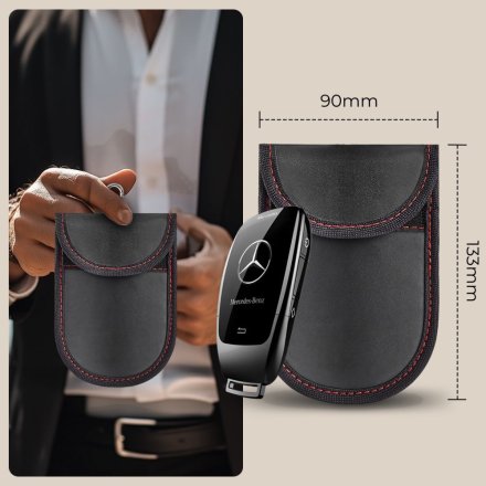 KLATKA FARADAYA TECH-PROTECT KLR100 POUCH KEYLESS RFID SIGNAL BLOCKER CASE BLACK/RED