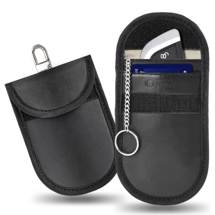 KLATKA FARADAYA TECH-PROTECT KLR100 POUCH KEYLESS RFID SIGNAL BLOCKER CASE BLACK/BLACK
