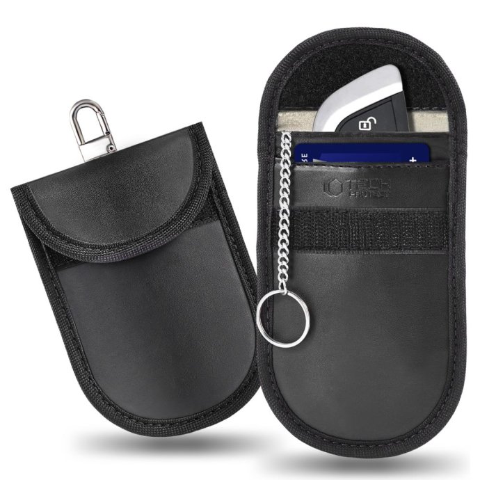 KLATKA FARADAYA TECH-PROTECT KLR100 POUCH KEYLESS RFID SIGNAL BLOCKER CASE BLACK/BLACK