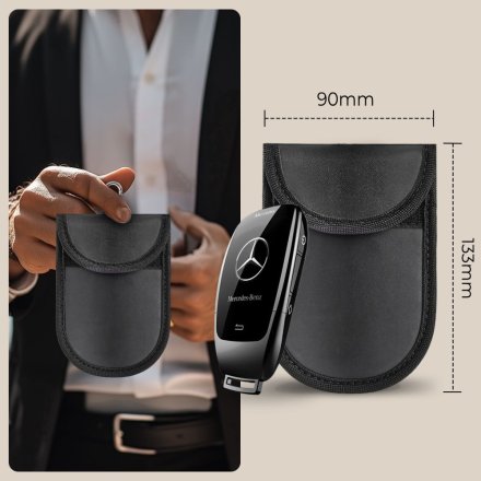 KLATKA FARADAYA TECH-PROTECT KLR100 POUCH KEYLESS RFID SIGNAL BLOCKER CASE BLACK/BLACK