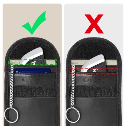 KLATKA FARADAYA TECH-PROTECT KLR100 POUCH KEYLESS RFID SIGNAL BLOCKER CASE BLACK/BLACK